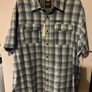 Wrangler‎ Men's Green and Blue Checkered Shirt